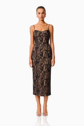 CURAAE Astra Sweetheart Midi Dress in Black