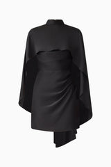 Auriella Cape Mini Dress in Black