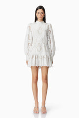Eliza Long Sleeve Mini Dress in White
