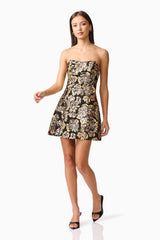 Celeste Strapless Mini Dress in Black and Gold