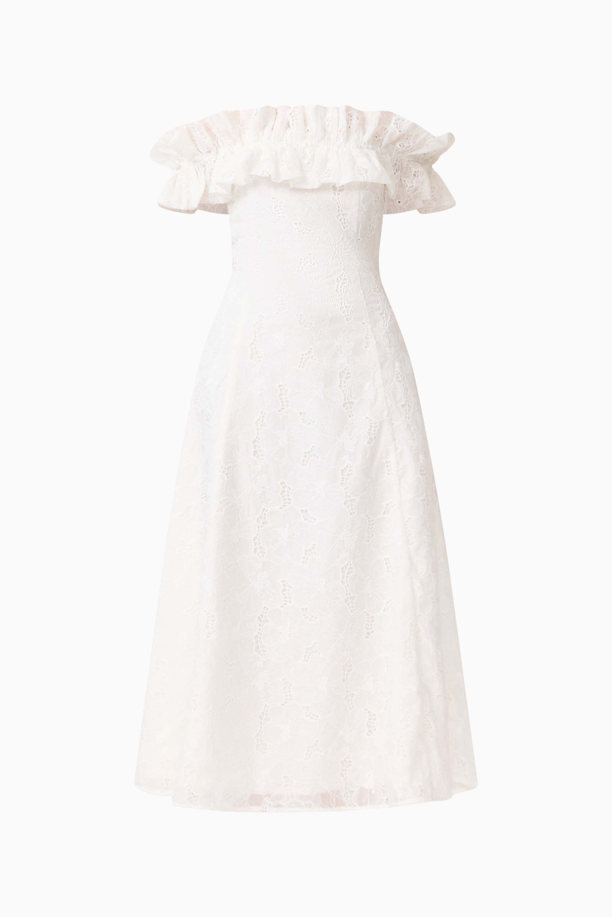 CURAAE Elen Off Shoulder Midi Dress in White