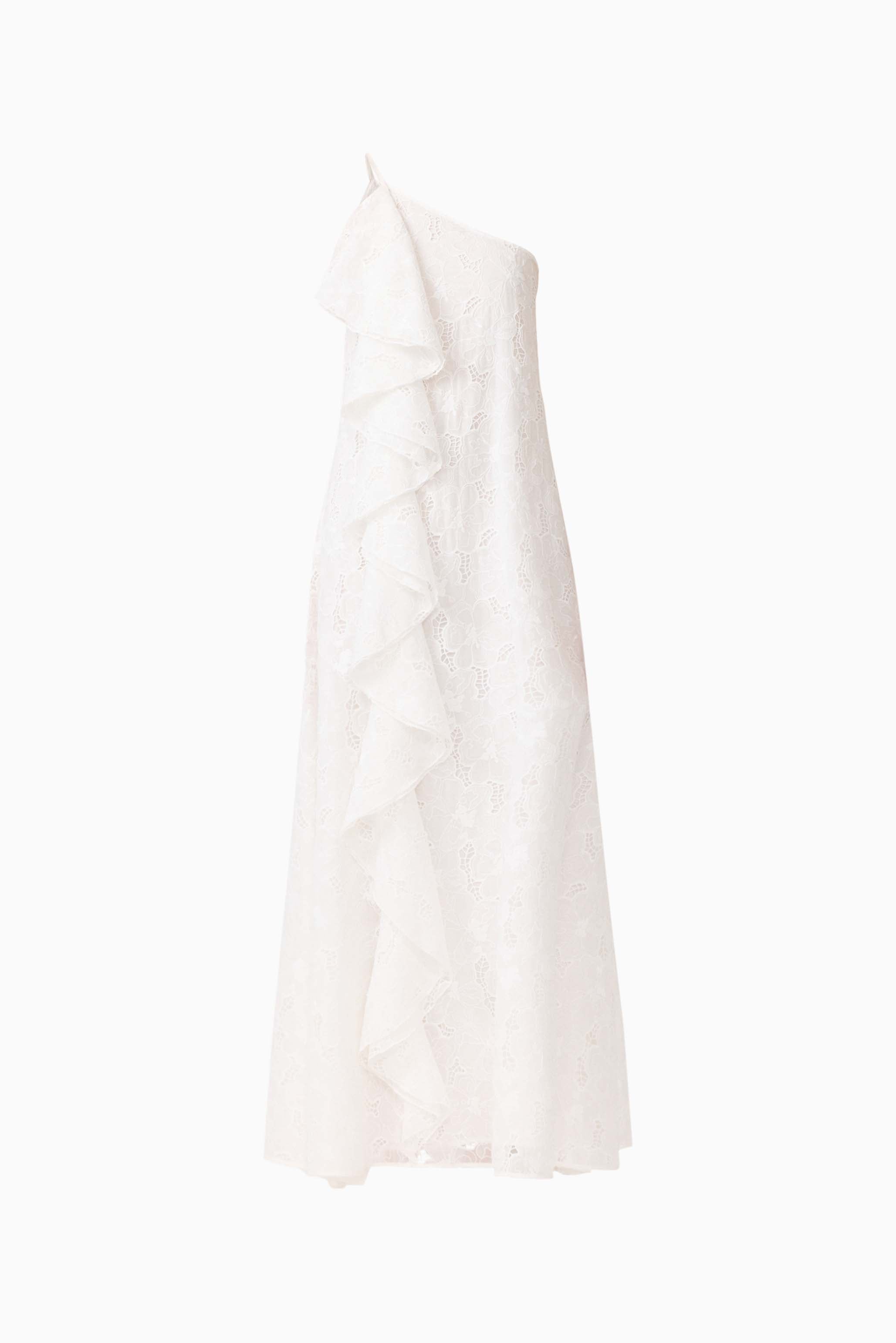 CURAAE Elen Ruffle Maxi Dress in White