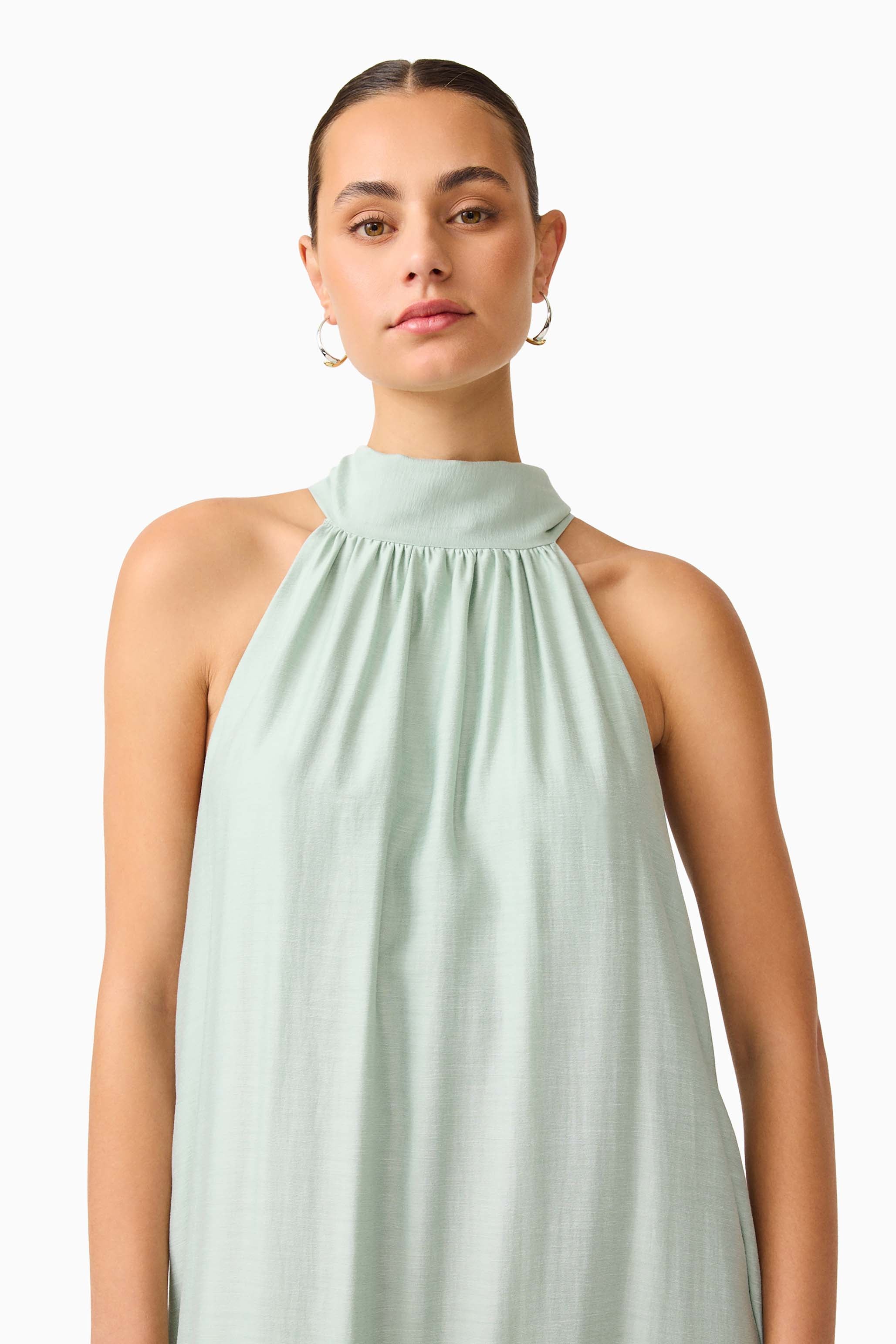 CURAAE Isaline Halter Maxi Dress in Sage Green