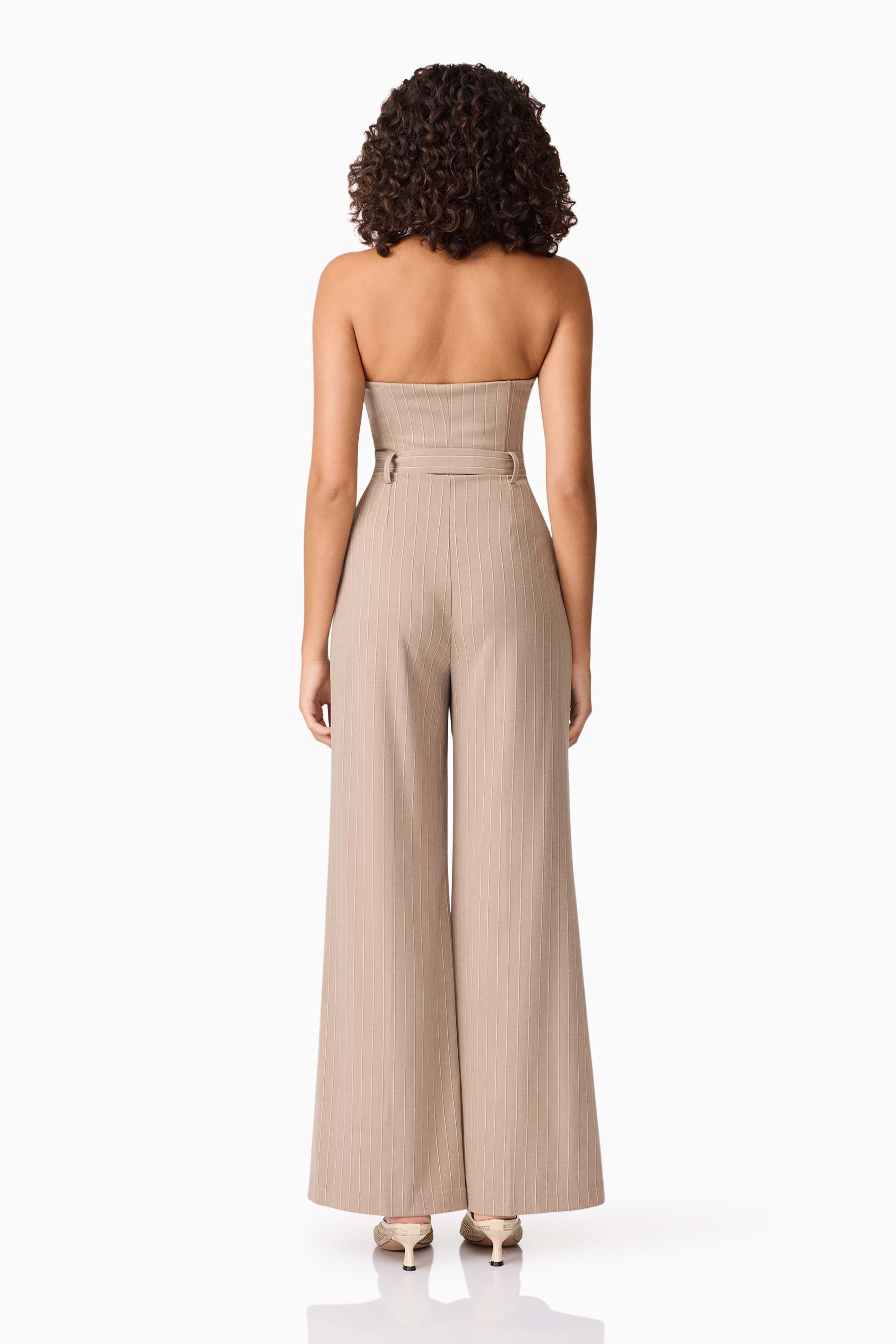 CURAAE Orlena Jumpsuit in Beige Stripe