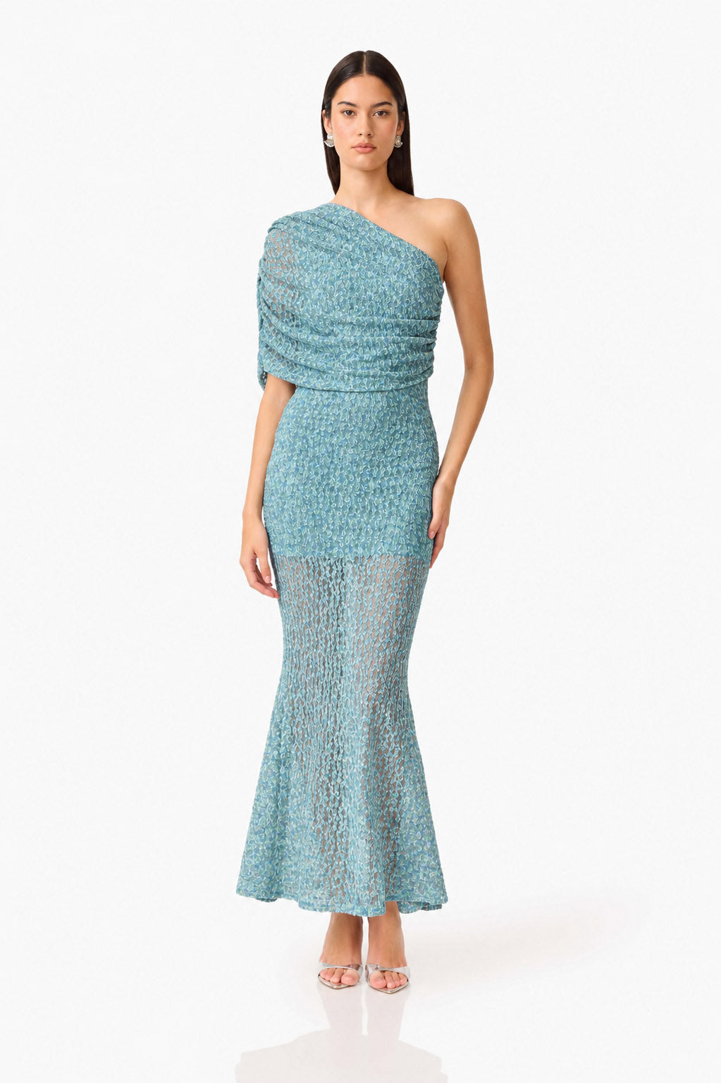 CURAAE Orel Asymmetric Maxi Dress in Blue