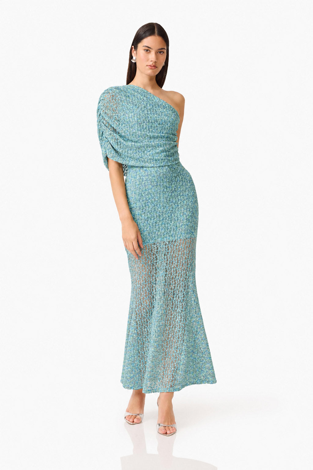 CURAAE Orel Asymmetric Maxi Dress in Blue