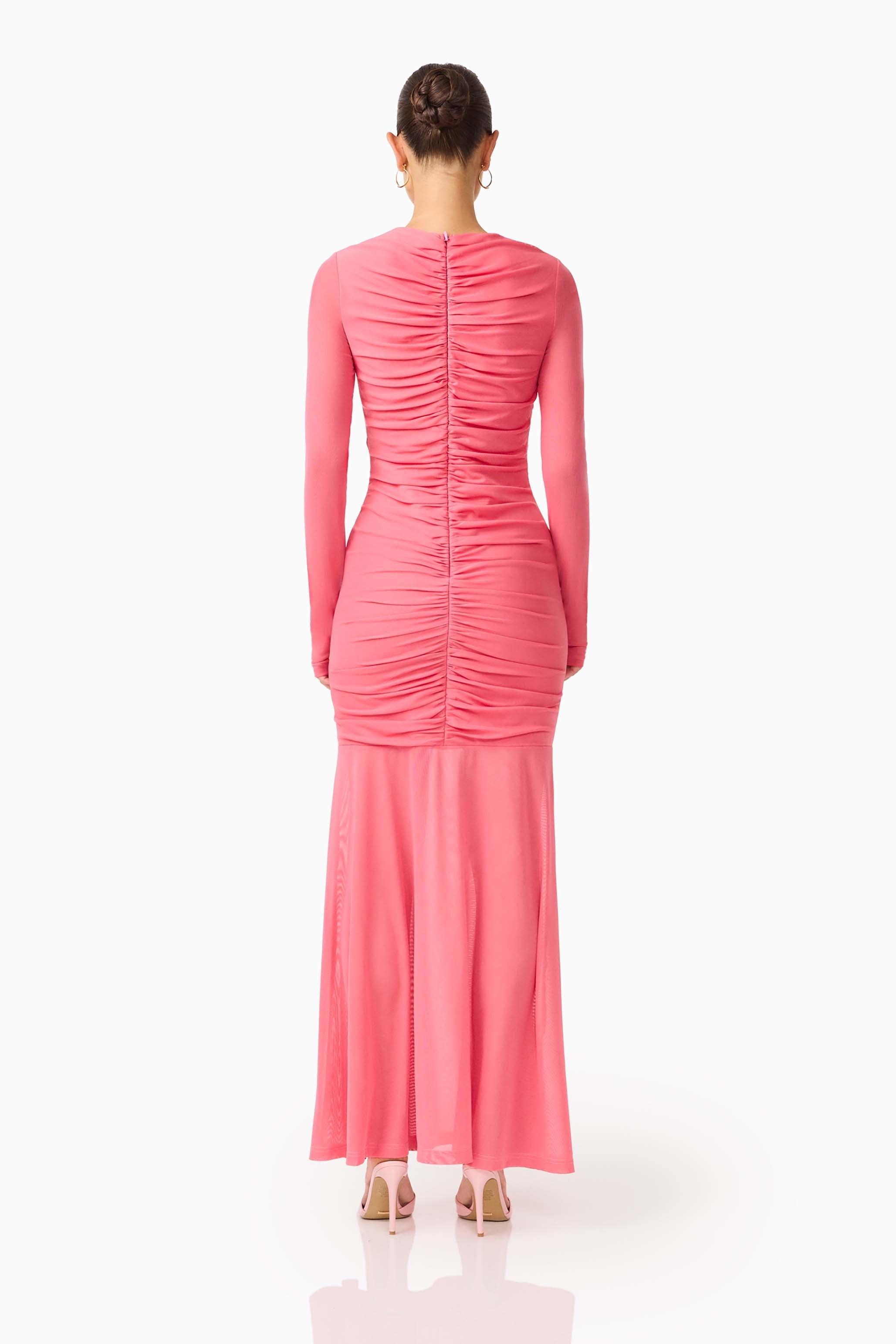 CURAAE Cleo Long Sleeve Maxi Dress in Pink
