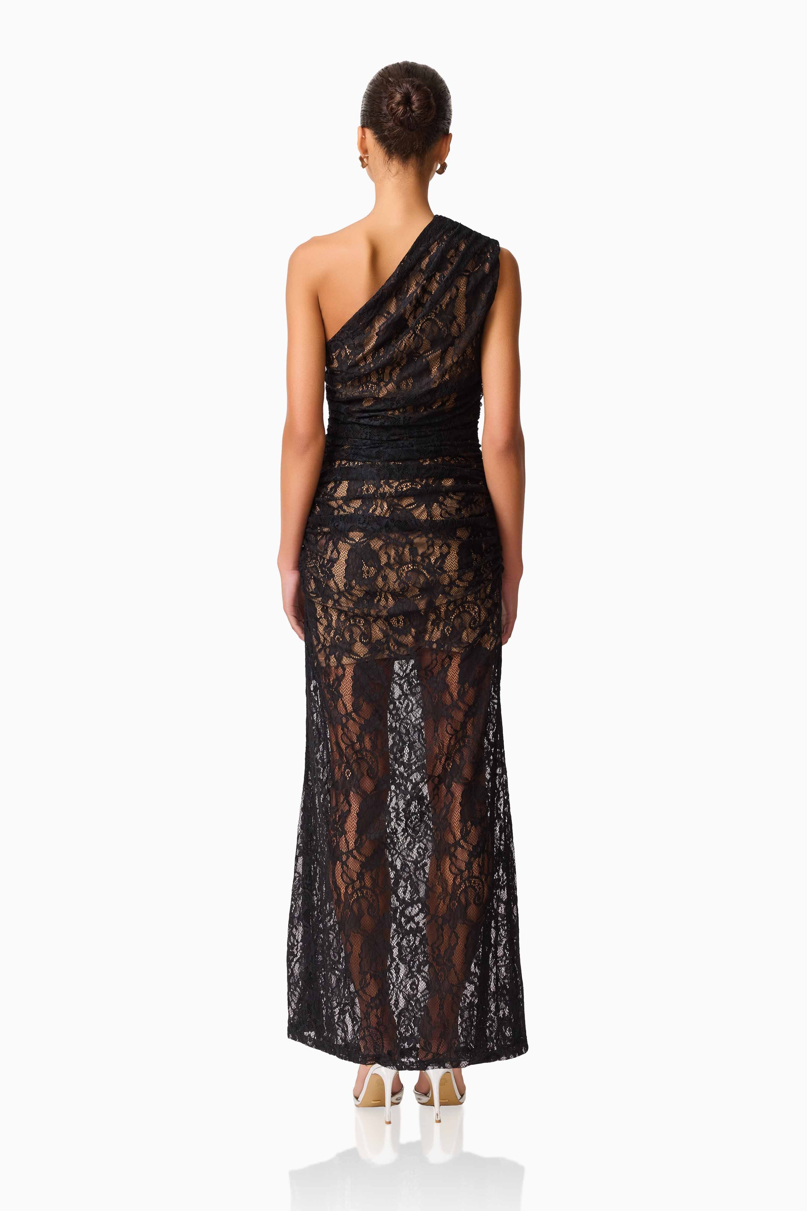 CURAAE Astra Asymmetric Gown in Black