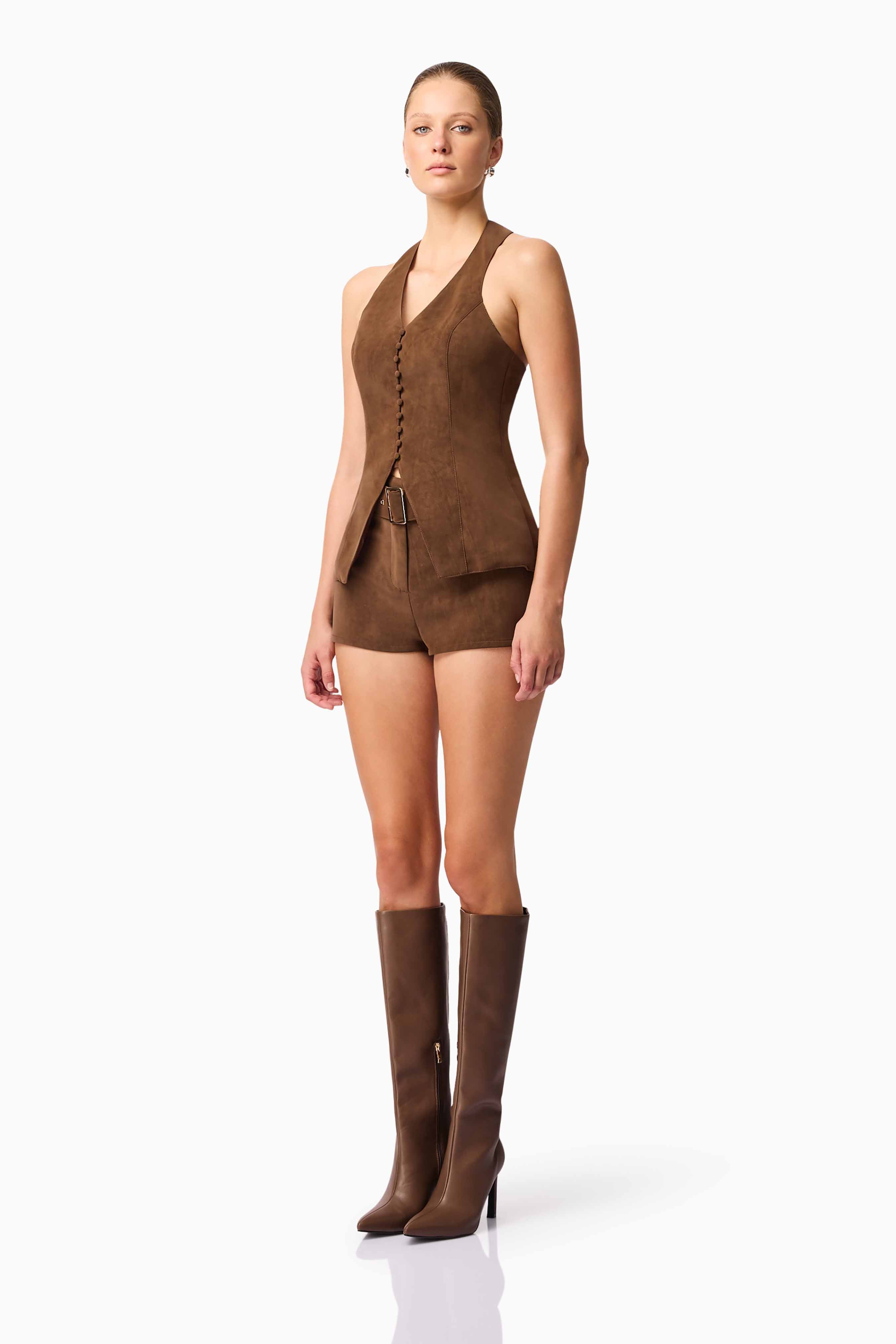 CURAAE Venus Suede Set in Brown