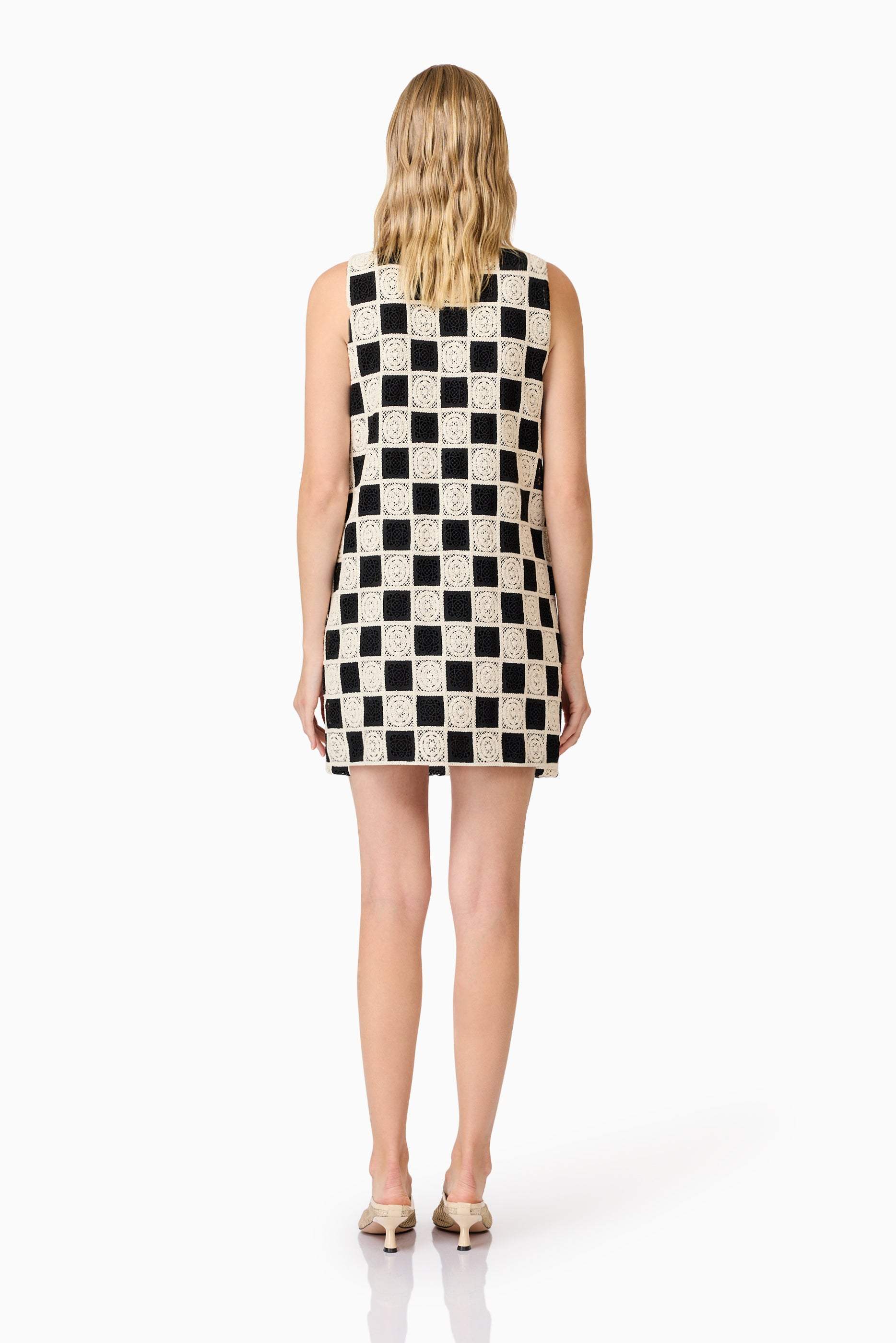 CURAAE Soho Crochet Mini Dress in Black & White