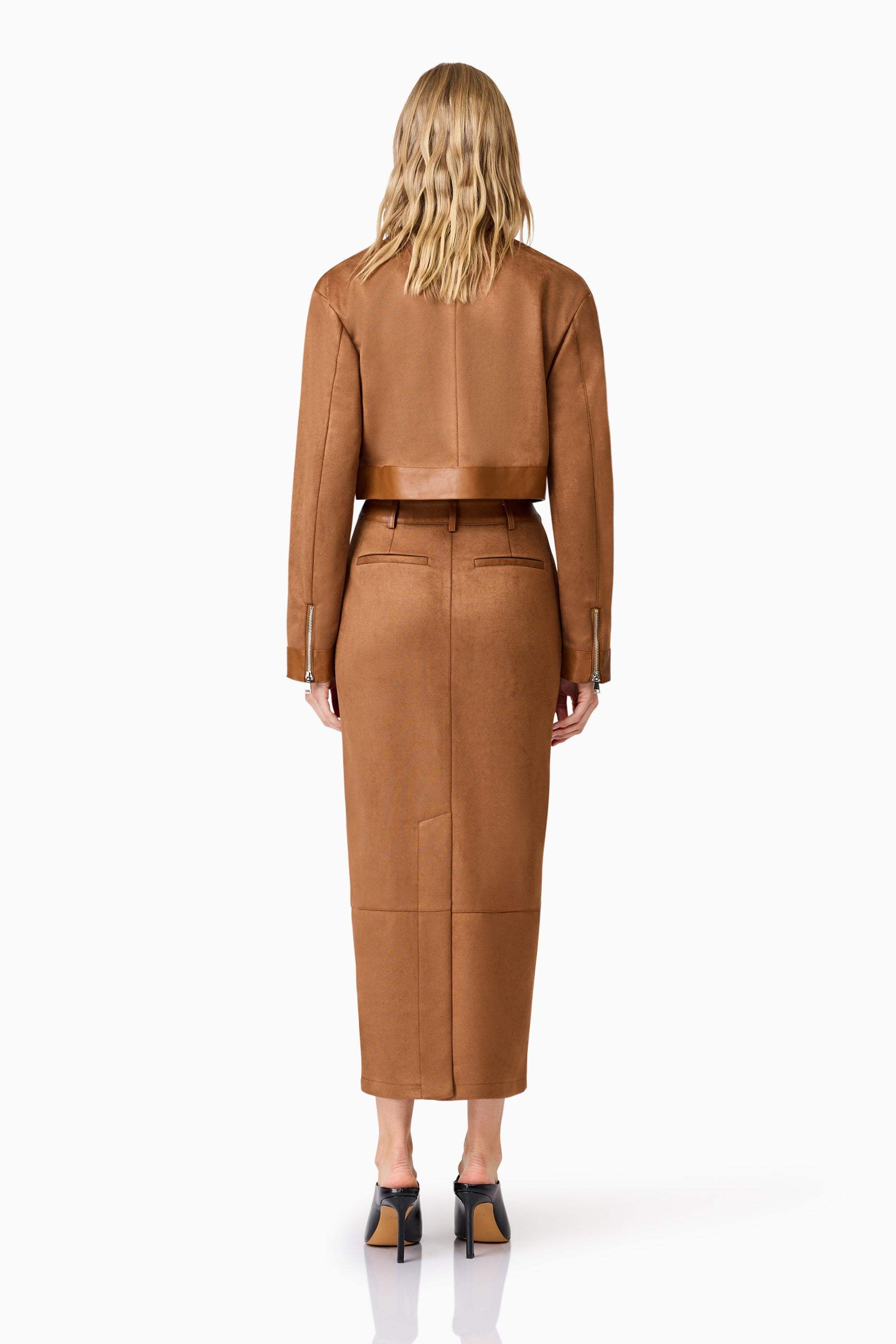 CURAAE Aroha Suede Midi Skirt In Brown