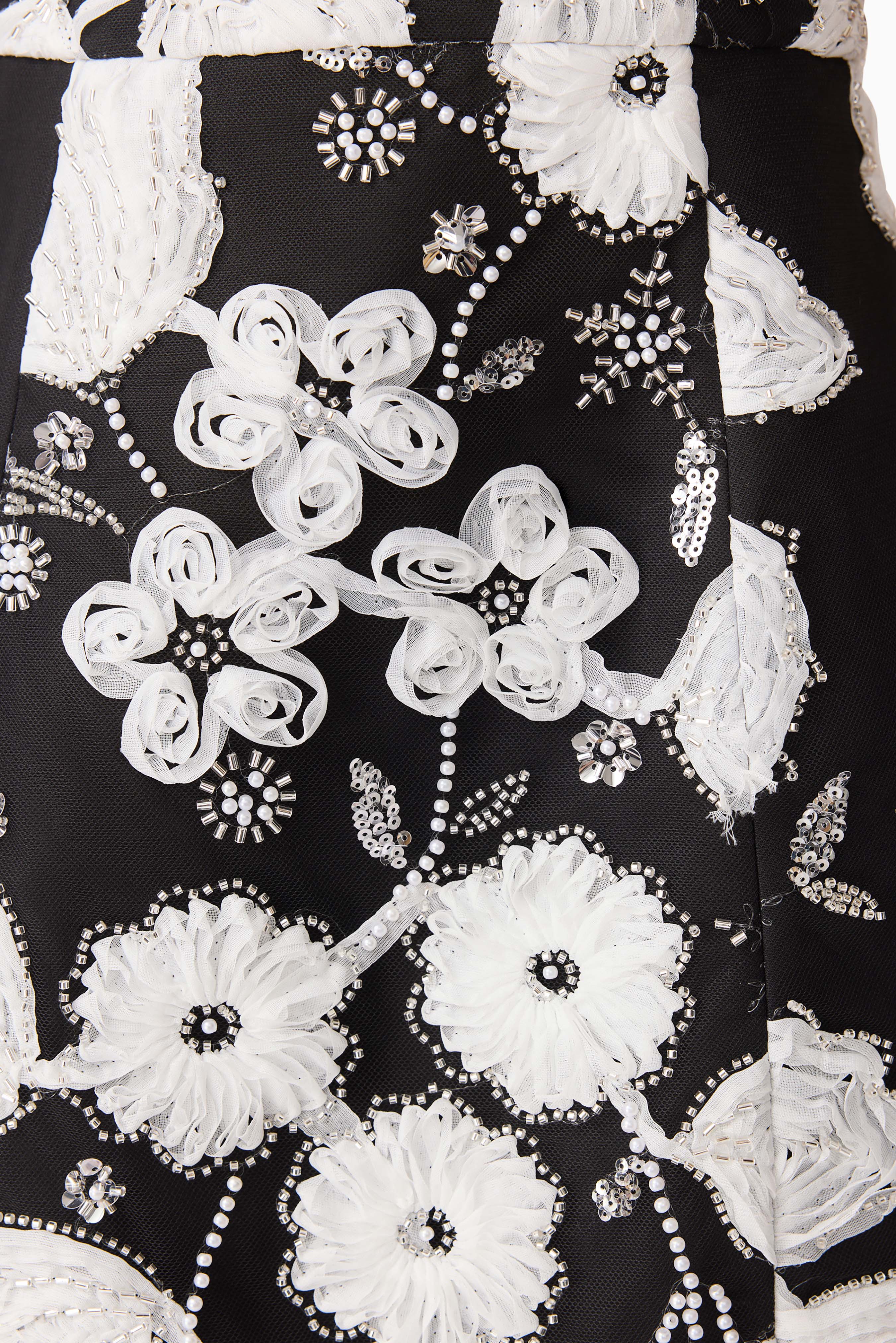 Carol Tulip Mini Dress in Black & White