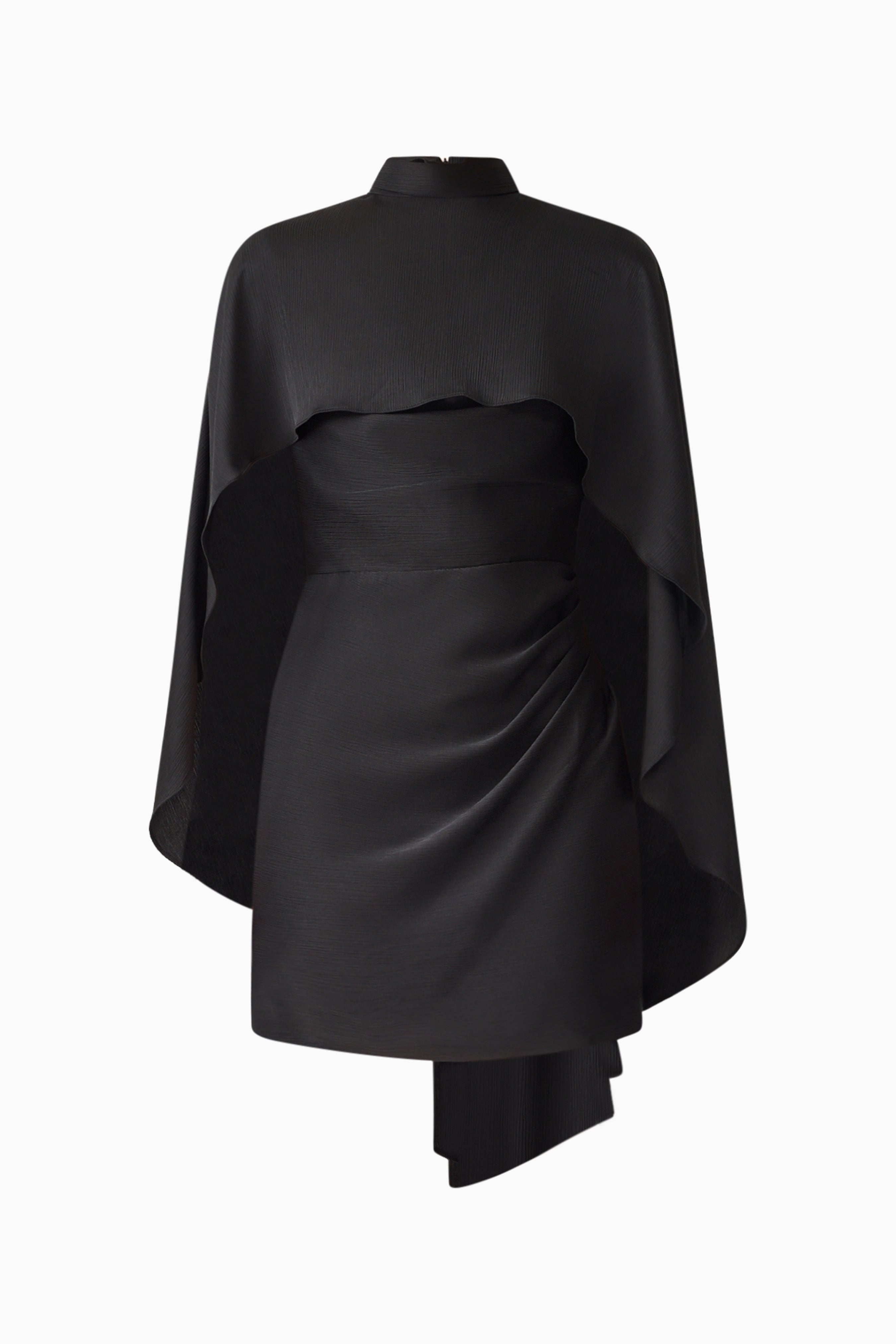 Auriella Cape Mini Dress in Black