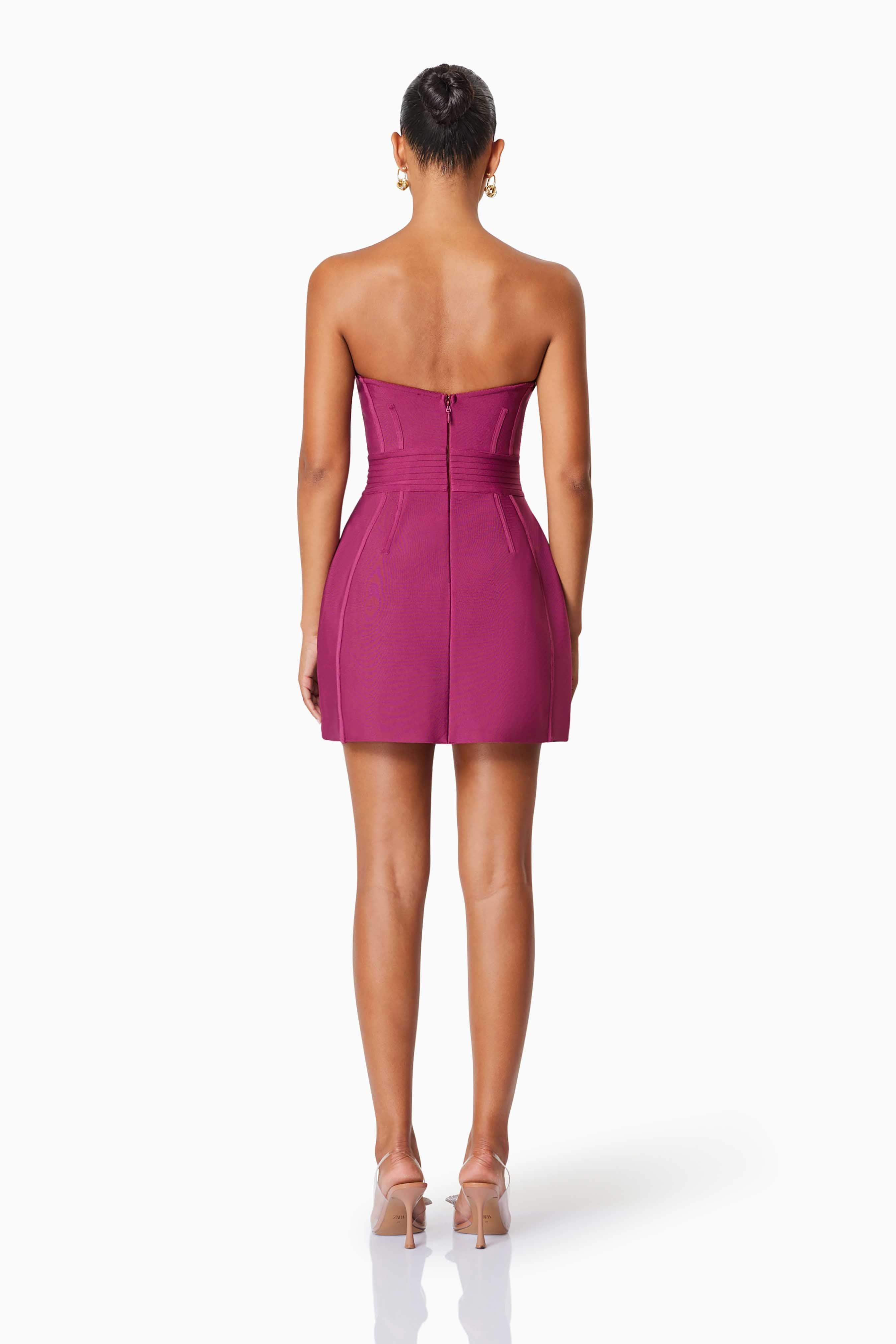 Ella Strapless Mini Dress In Burgundy