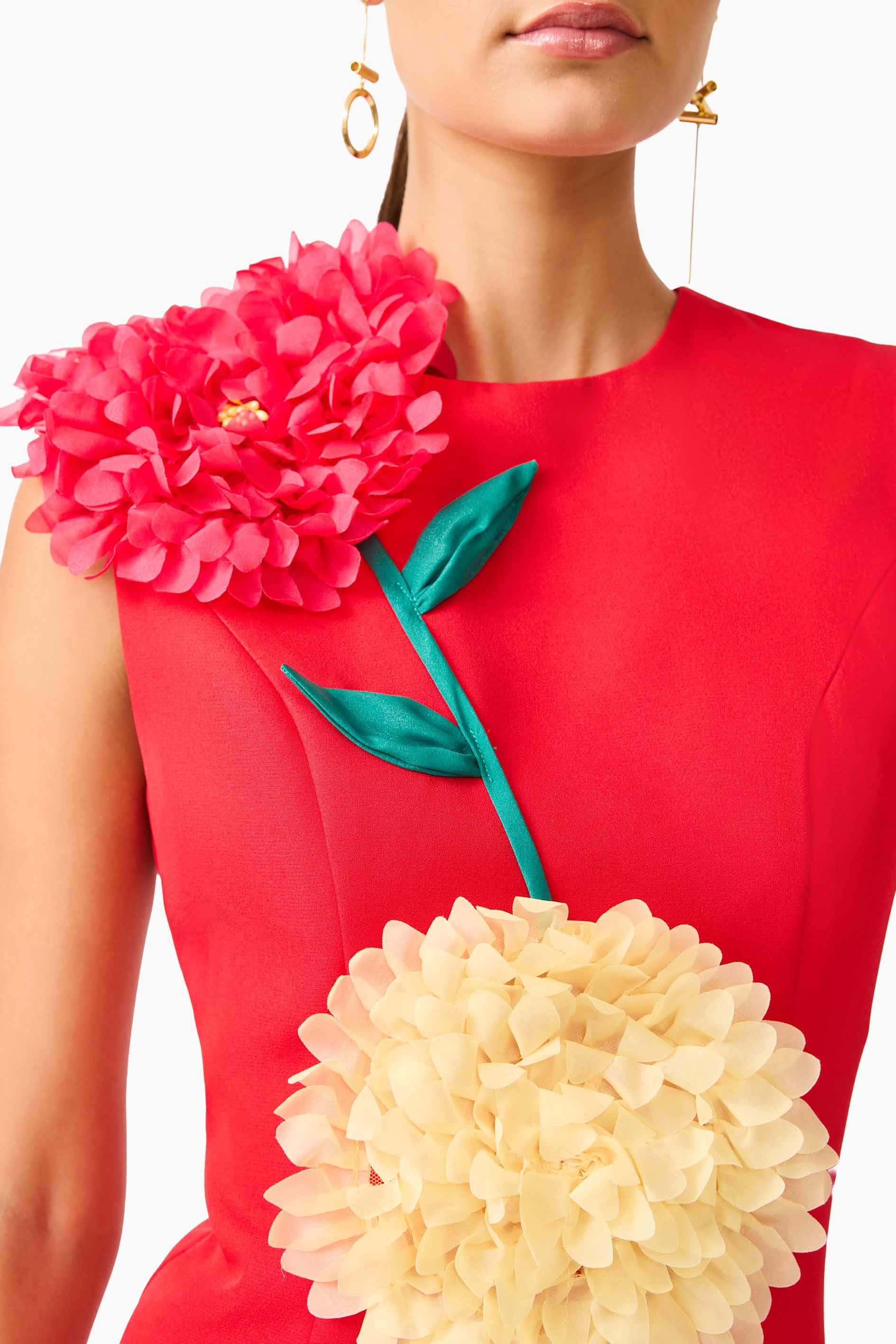 Buttercup Embroidered Mini Dress in Red