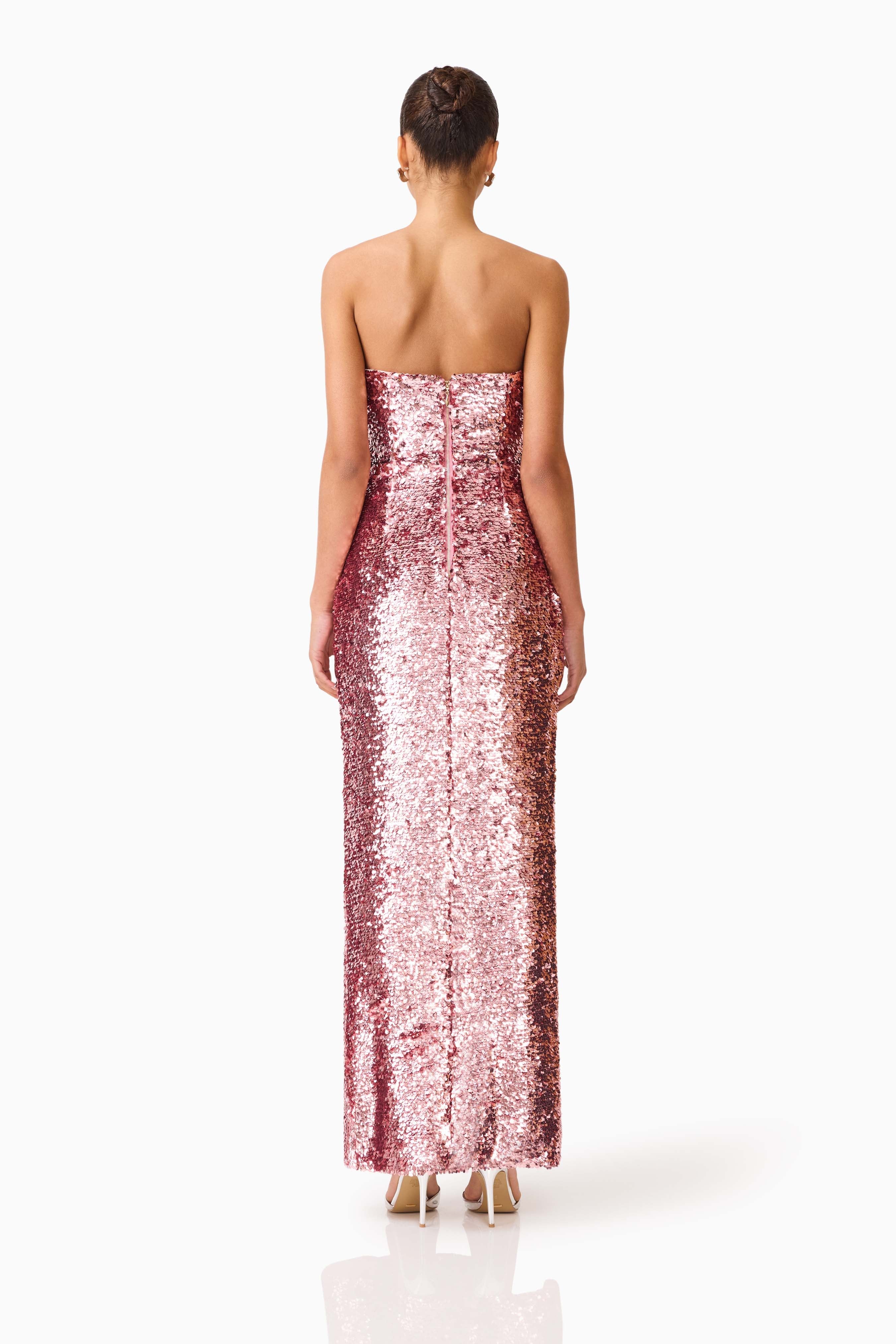 Alissa Sequin Strapless Gown in Pink