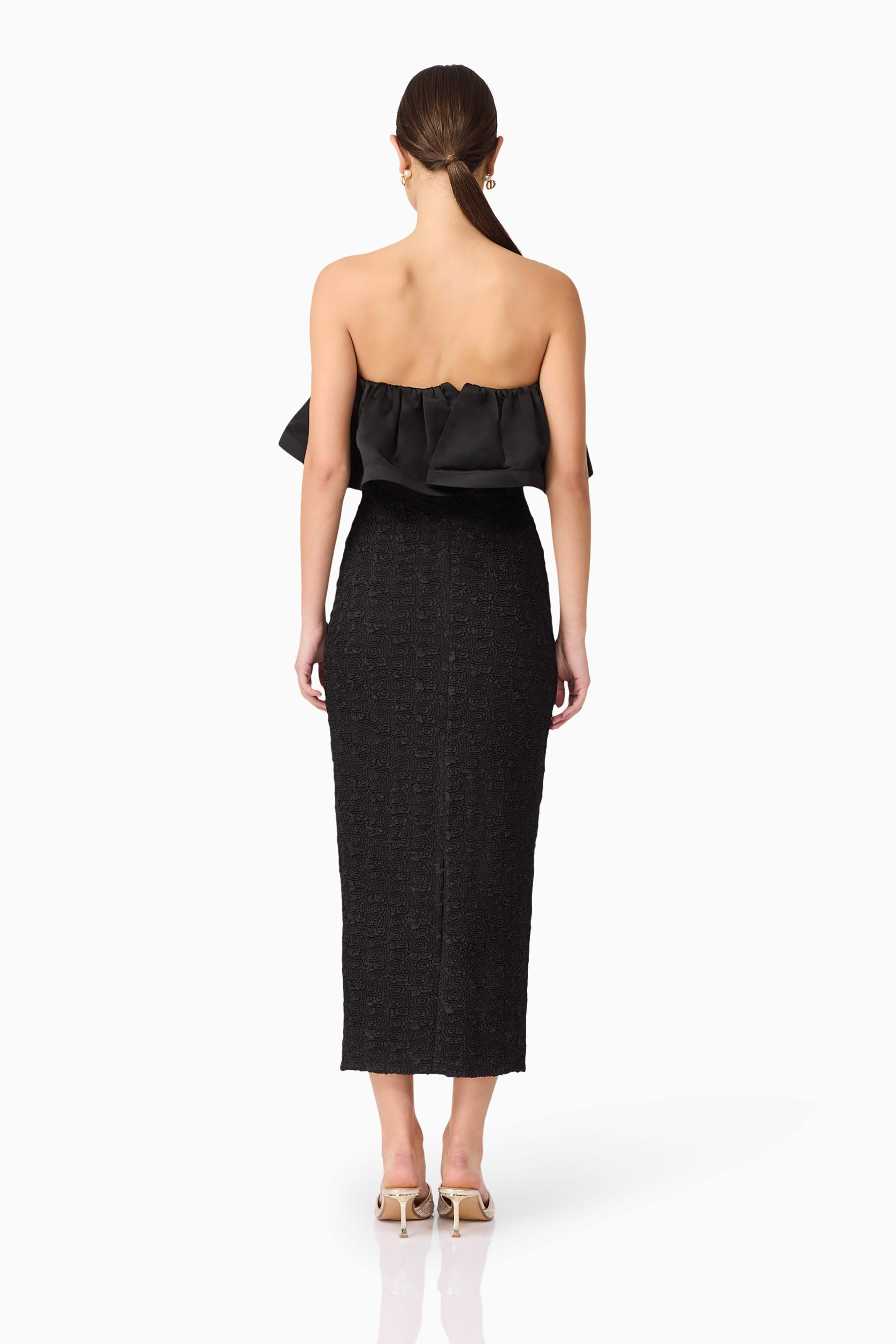 Dandelione Strapless Midi Dress in Black