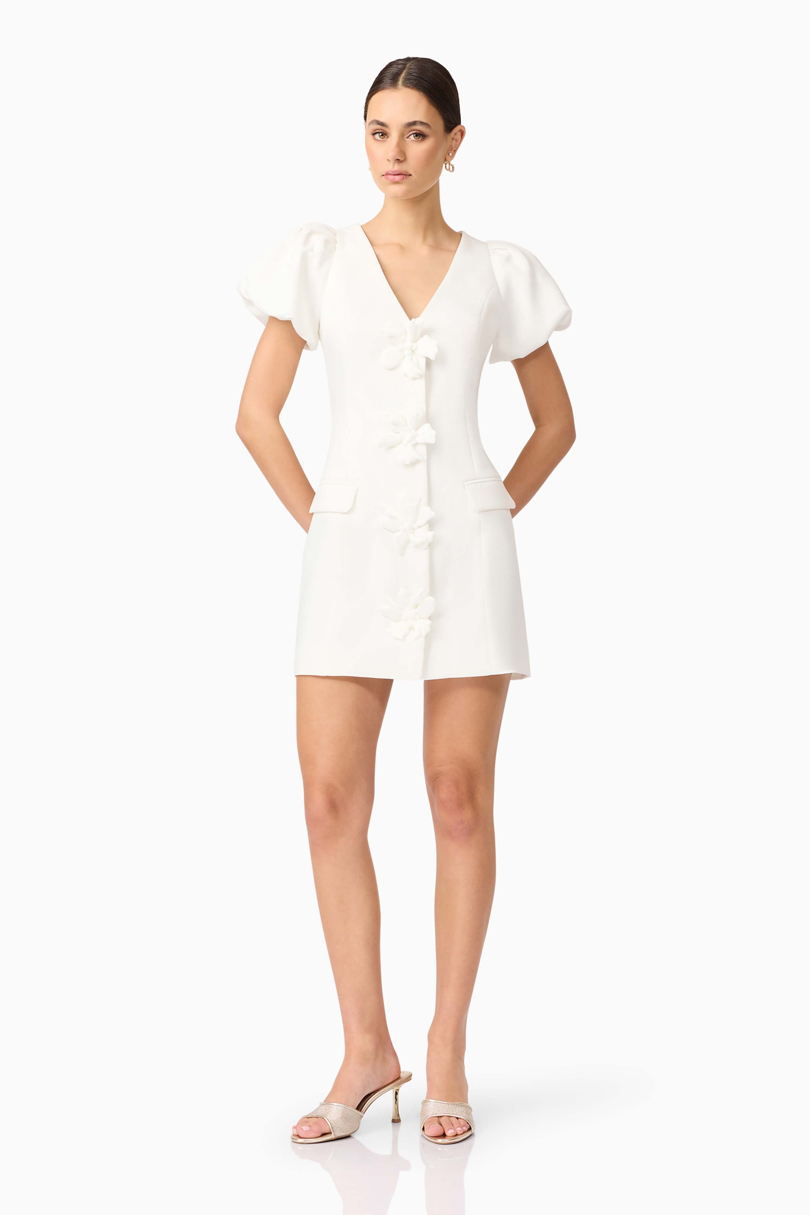 Elysie Blazer Mini Dress in White