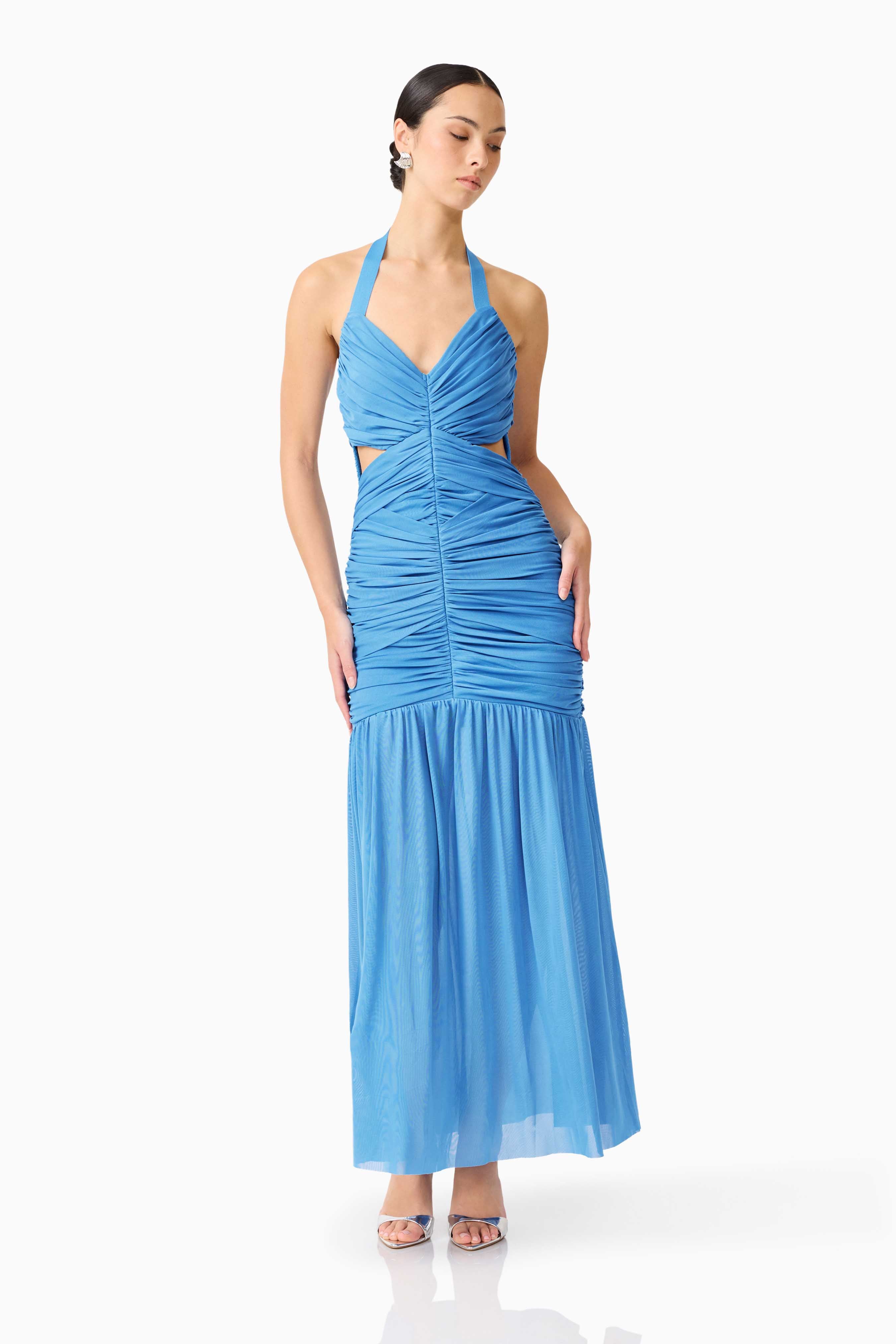 Elena Halter Gown in Blue