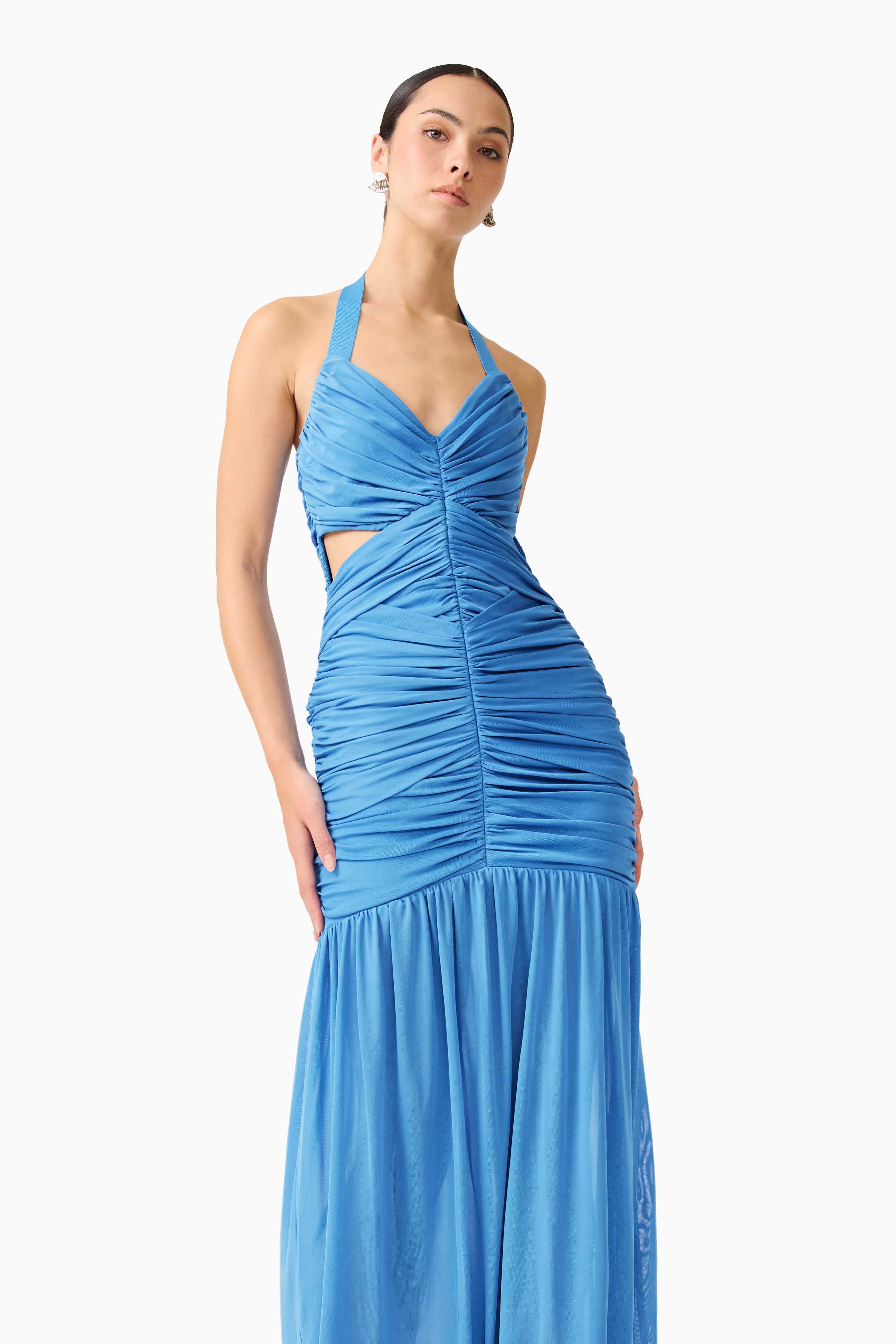 Elena Halter Gown in Blue
