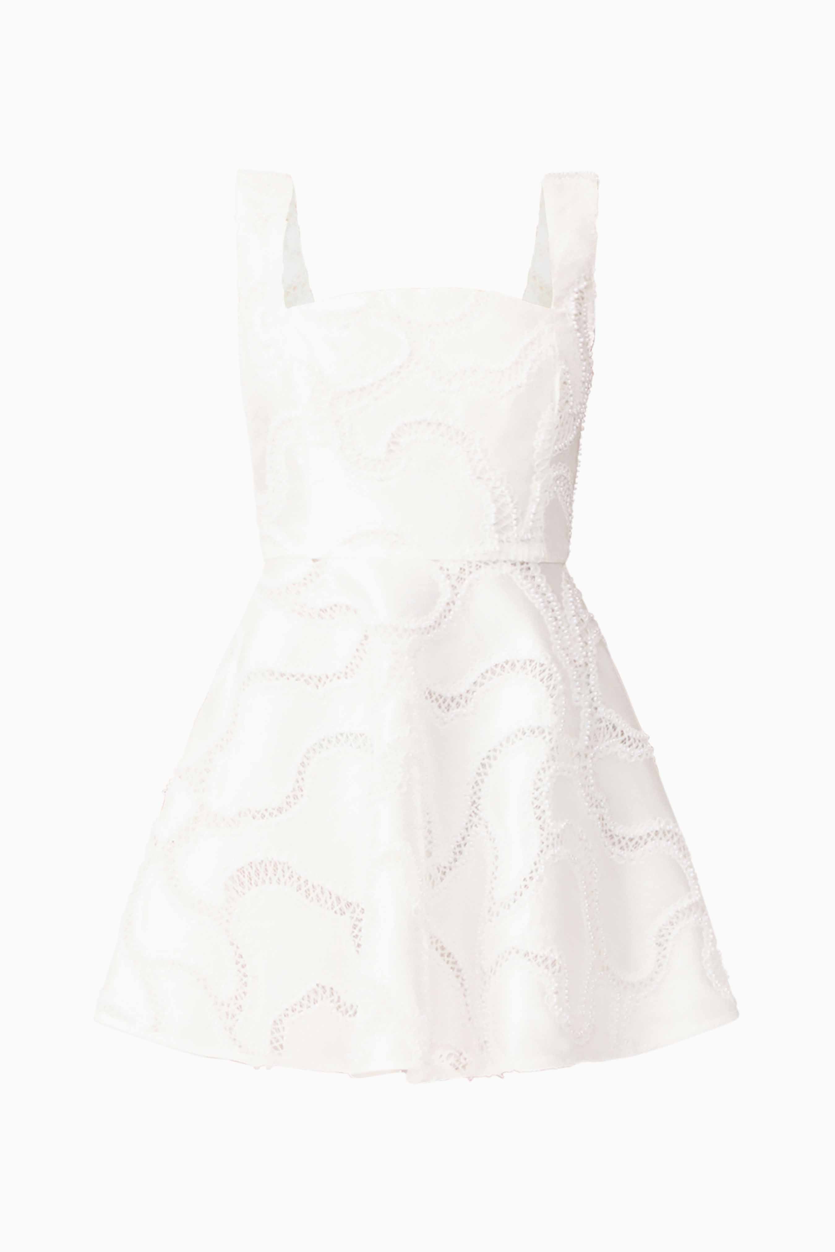 Elara Beaded Mini Dress in White