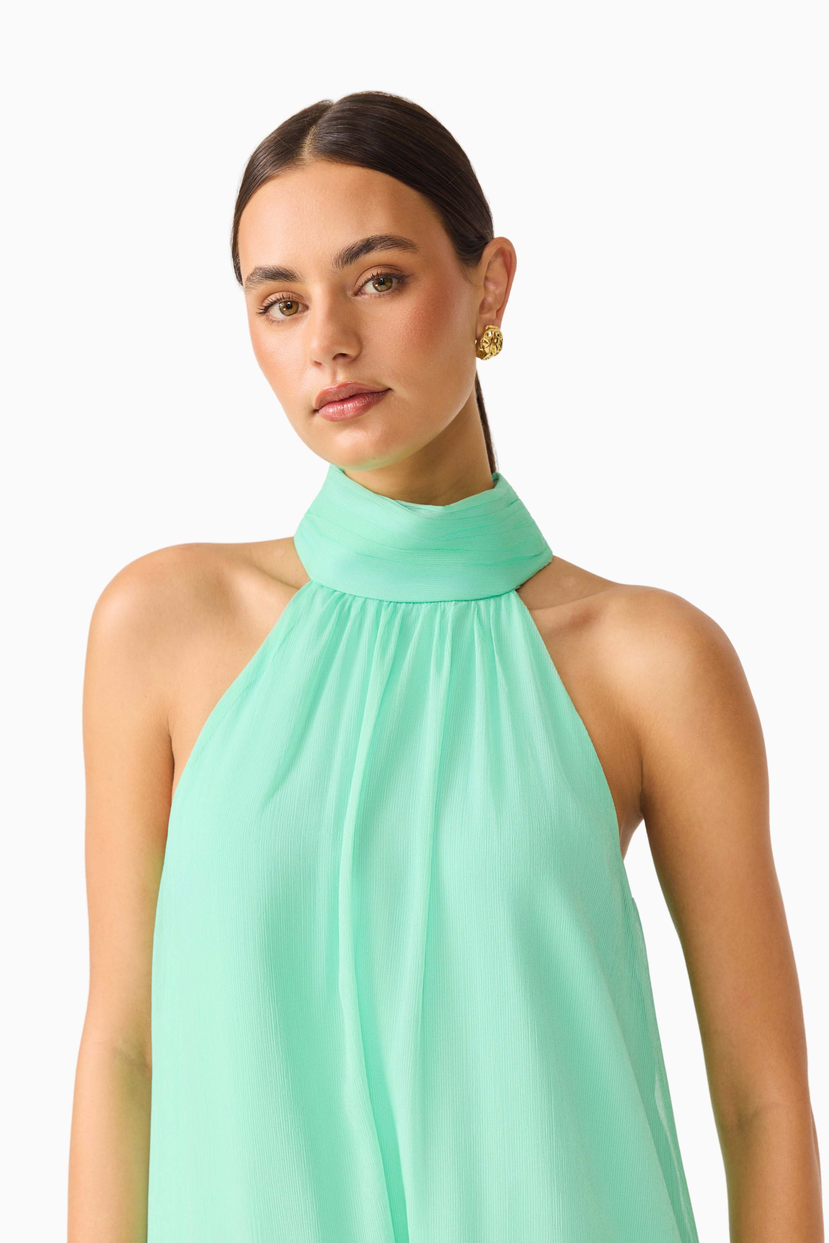 Carla Halter Gown in Mint Green
