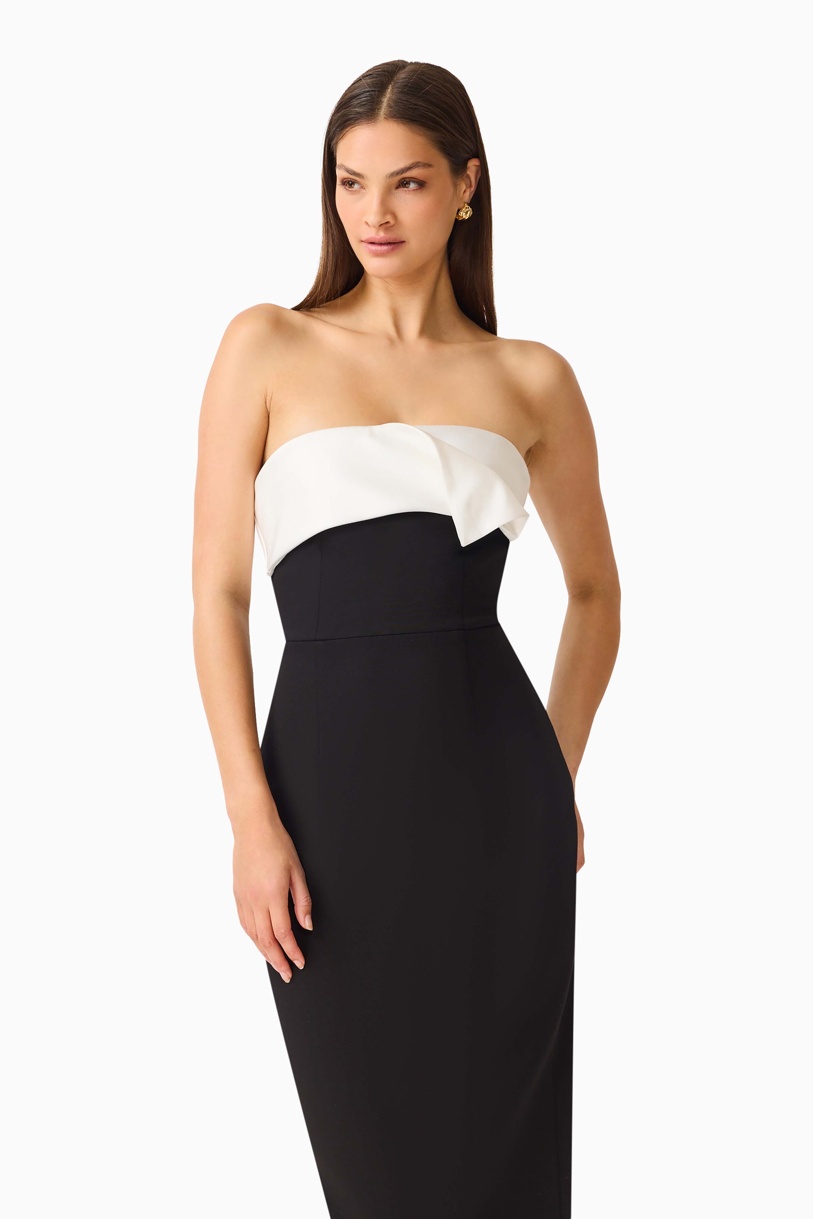 Elysia Column Midi Dress in Black