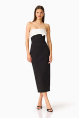 Elysia Column Midi Dress in Black