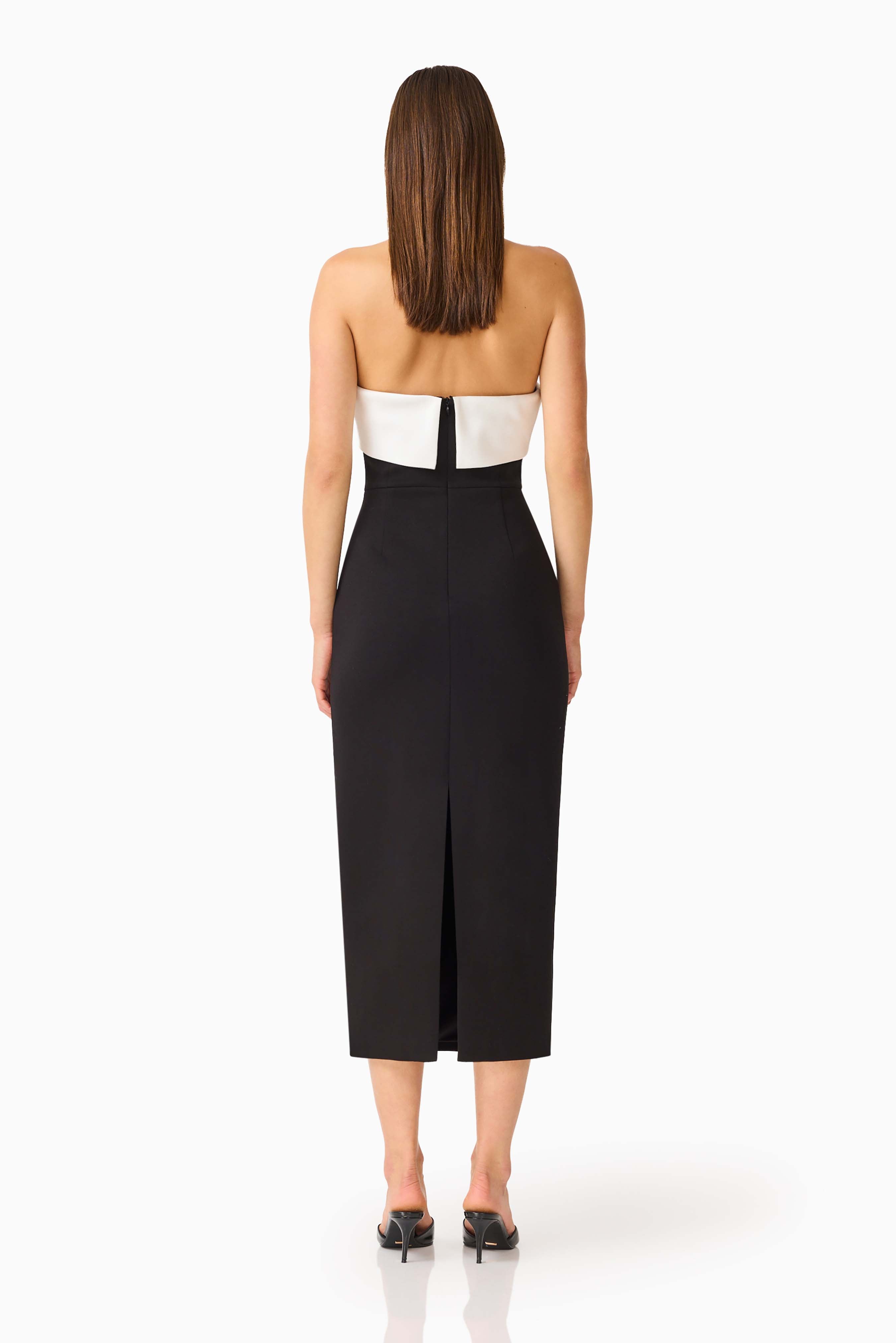 Elysia Column Midi Dress in Black