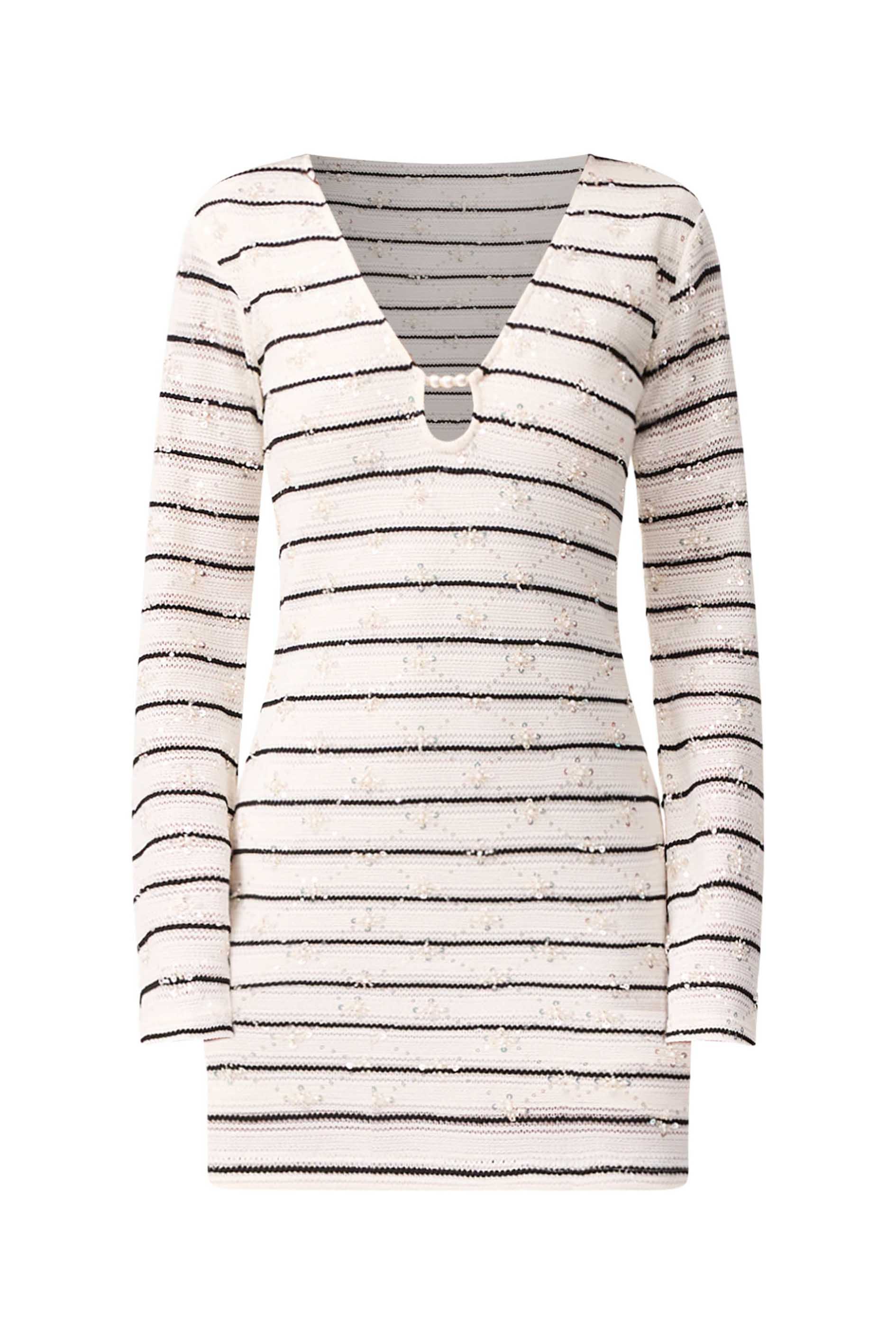 Eldora Long Sleeve Mini Dress in Black & White