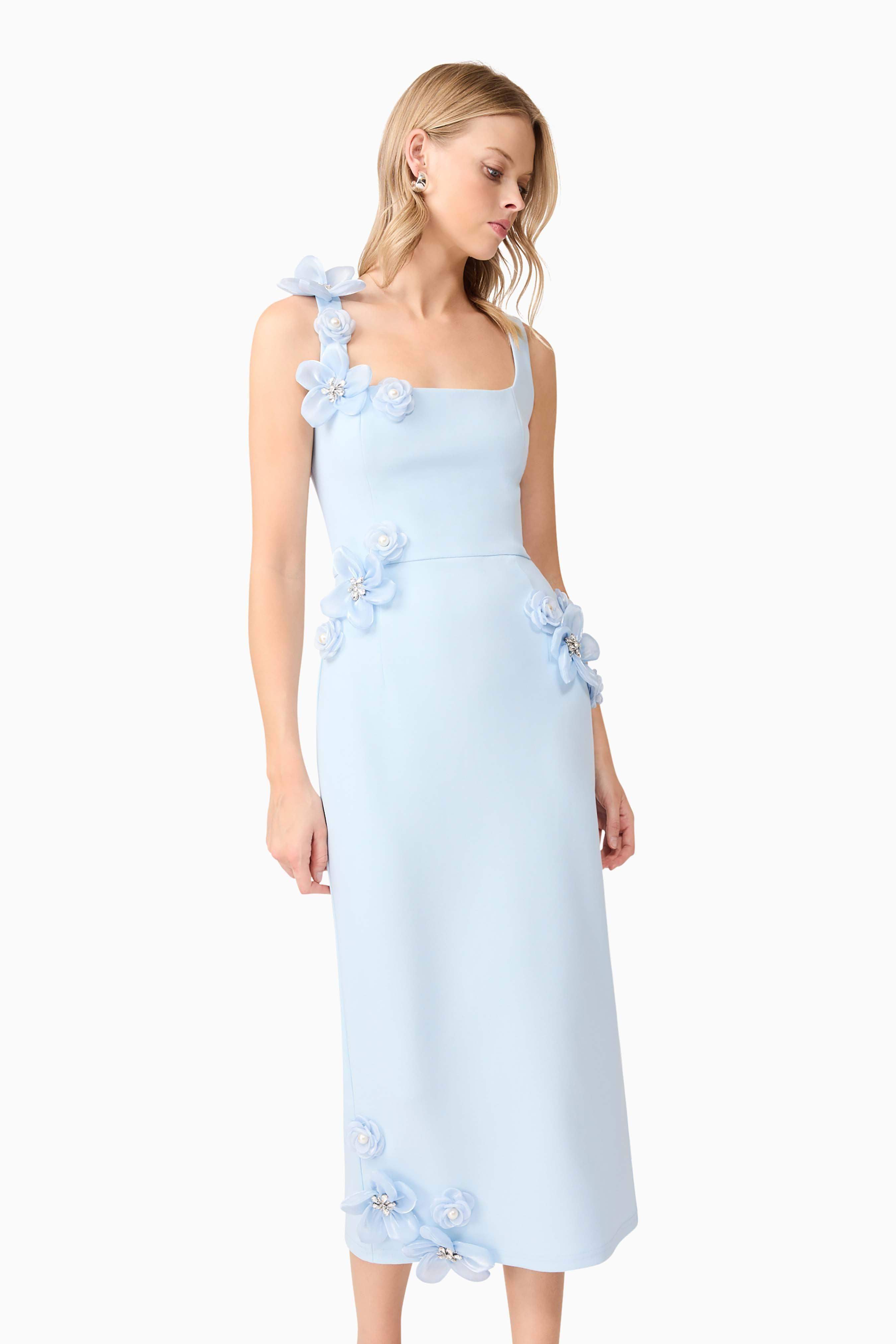 Chantelle 3D Midi Dress In Blue